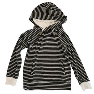 Ampersand Avenue Grey Stripe Double Hoodie - Kid's Size Small (8)